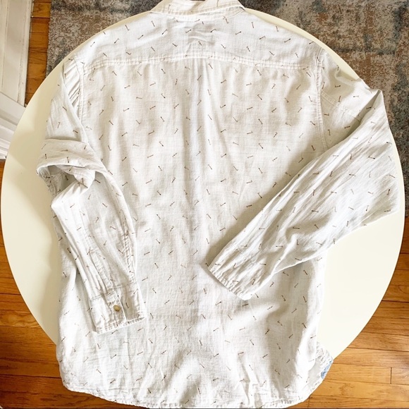 Grayers Throwing Axe Print Twill Button Down Shirt Oatmeal Men’s Size XL - Picture 5 of 8